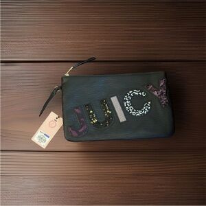 Juicy Couture Faux Leather Black Glam Clutch Wristlet